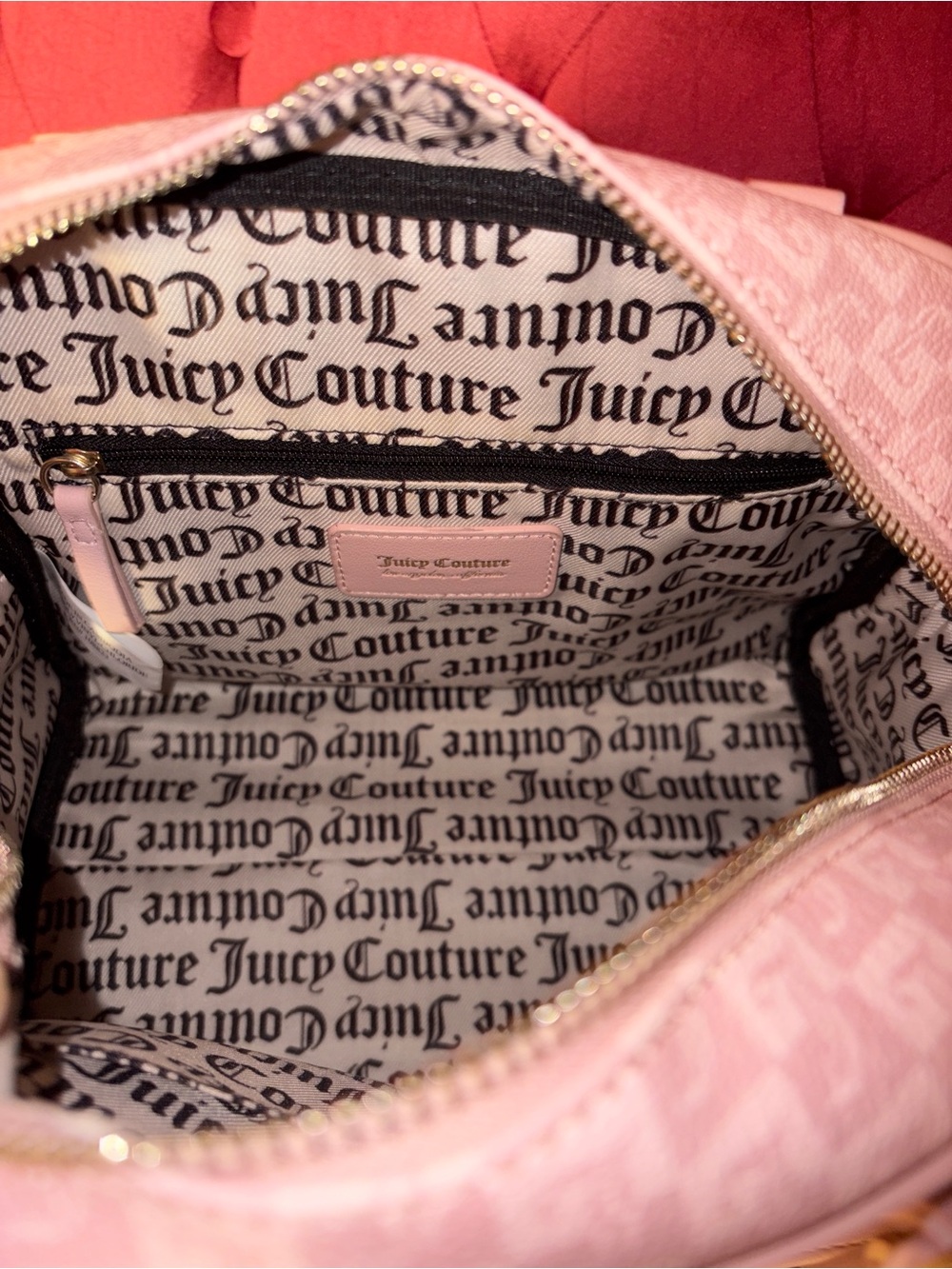Juicy Couture Blush Pink Signature Jacquard Satchel w/Crossbody & wallet - Picture 4 of 8